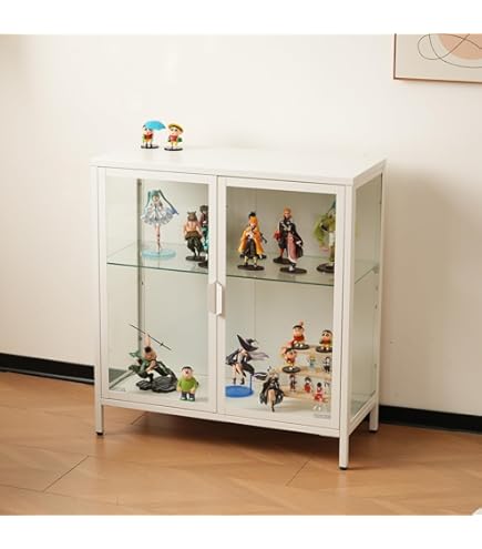 Amazon.co.jp: ガラスディスプレイキャビネット 収納ケース 調整可能棚